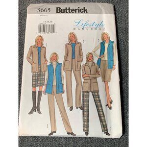 Butterick 3665 Lifestyle Sewing Pattern Sizes 14 16 18 Coat Vest Skirt Pants - U